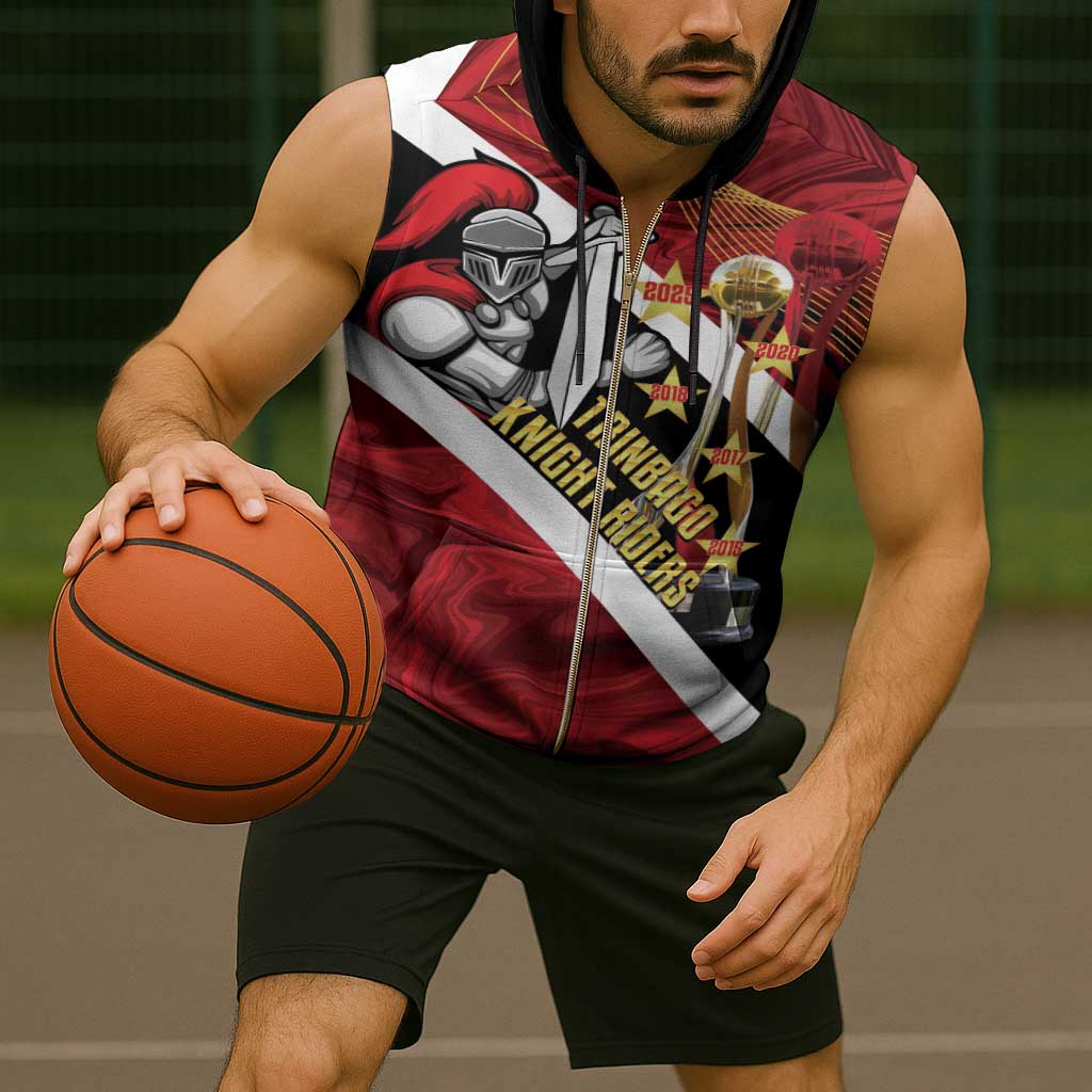 Trinidad and Tobago Cricket Personalized Sleeveless Zip Hoodie Trinbago Knight Riders Champions Trophy - Wonder Print Shop