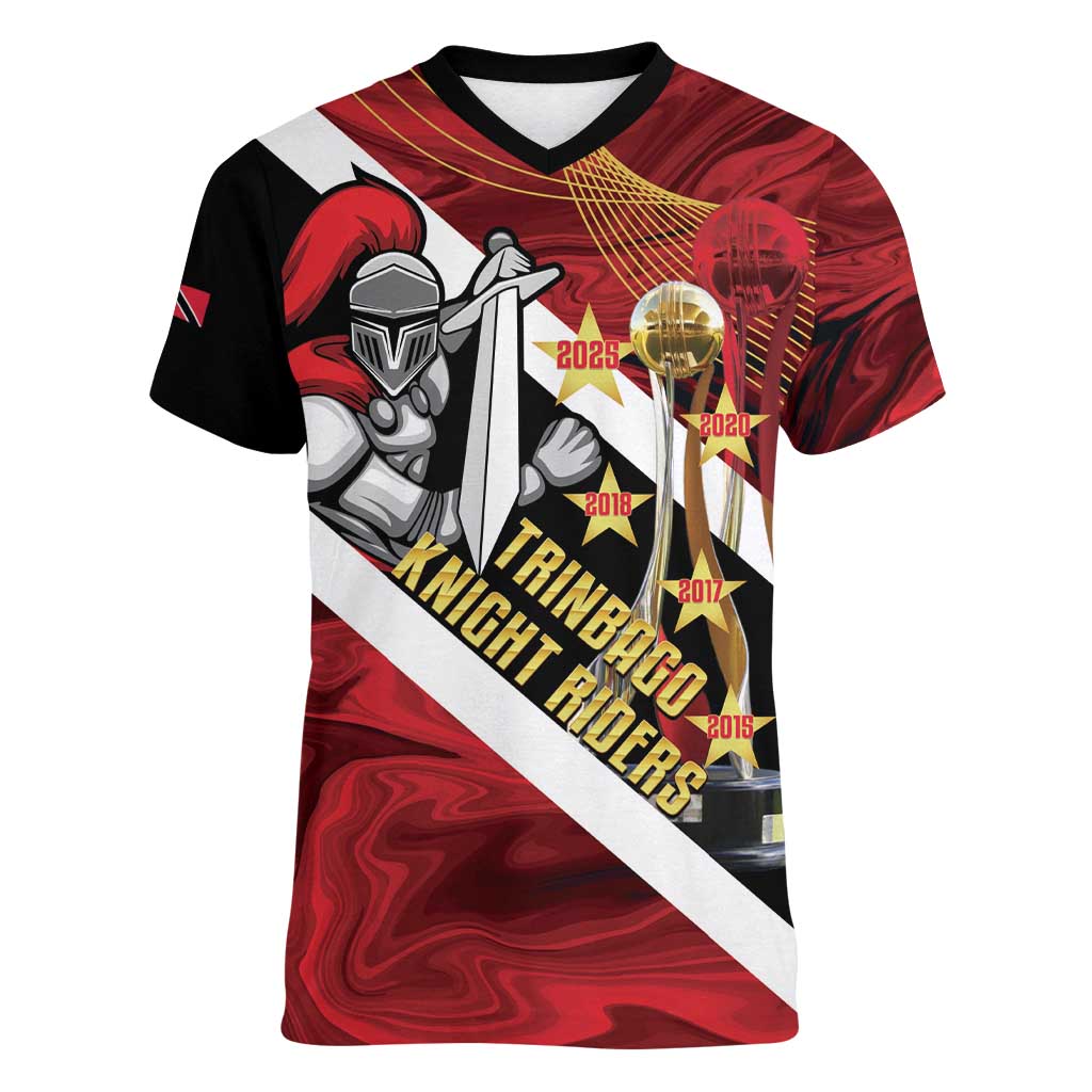 Trinidad and Tobago Cricket Personalized Women V-Neck T-Shirt Trinbago Knight Riders Champions Trophy - Wonder Print Shop