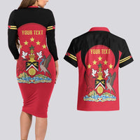 Trinidad and Tobago Cricket Personalized Couples Matching Long Sleeve Bodycon Dress and Hawaiian Shirt Trinbago Knight Riders 5th Champions Proud - Wonder Print Shop