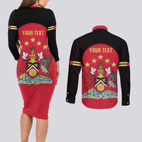 Trinidad and Tobago Cricket Personalized Couples Matching Long Sleeve Bodycon Dress and Long Sleeve Button Shirt Trinbago Knight Riders 5th Champions Proud - Wonder Print Shop