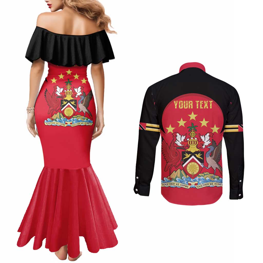 Trinidad and Tobago Cricket Personalized Couples Matching Mermaid Dress and Long Sleeve Button Shirt Trinbago Knight Riders 5th Champions Proud - Wonder Print Shop