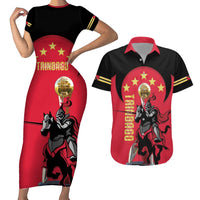 Trinidad and Tobago Cricket Personalized Couples Matching Short Sleeve Bodycon Dress and Hawaiian Shirt Trinbago Knight Riders 5th Champions Proud - Wonder Print Shop