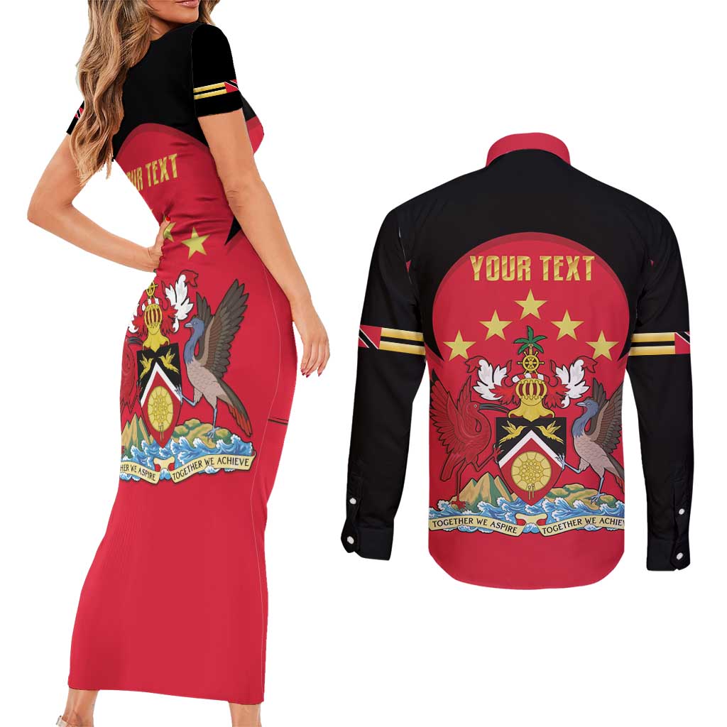 Trinidad and Tobago Cricket Personalized Couples Matching Short Sleeve Bodycon Dress and Long Sleeve Button Shirt Trinbago Knight Riders 5th Champions Proud - Wonder Print Shop