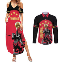 Trinidad and Tobago Cricket Personalized Couples Matching Summer Maxi Dress and Long Sleeve Button Shirt Trinbago Knight Riders 5th Champions Proud - Wonder Print Shop