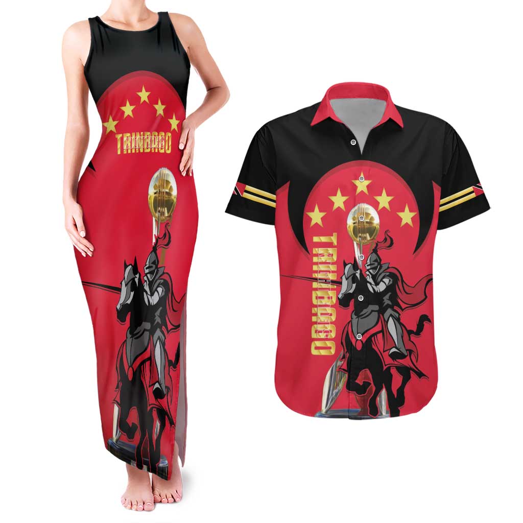 Trinidad and Tobago Cricket Personalized Couples Matching Tank Maxi Dress and Hawaiian Shirt Trinbago Knight Riders 5th Champions Proud - Wonder Print Shop