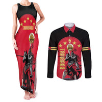 Trinidad and Tobago Cricket Personalized Couples Matching Tank Maxi Dress and Long Sleeve Button Shirt Trinbago Knight Riders 5th Champions Proud - Wonder Print Shop