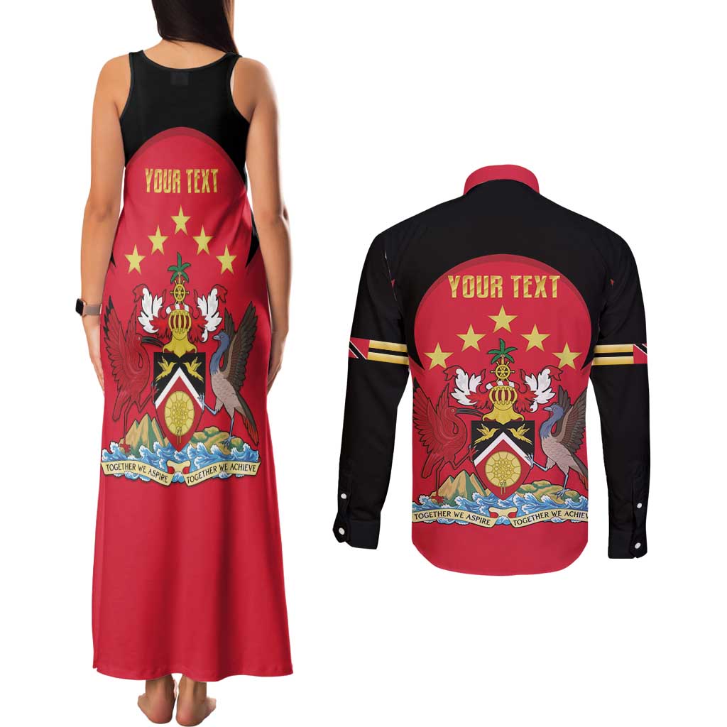 Trinidad and Tobago Cricket Personalized Couples Matching Tank Maxi Dress and Long Sleeve Button Shirt Trinbago Knight Riders 5th Champions Proud - Wonder Print Shop