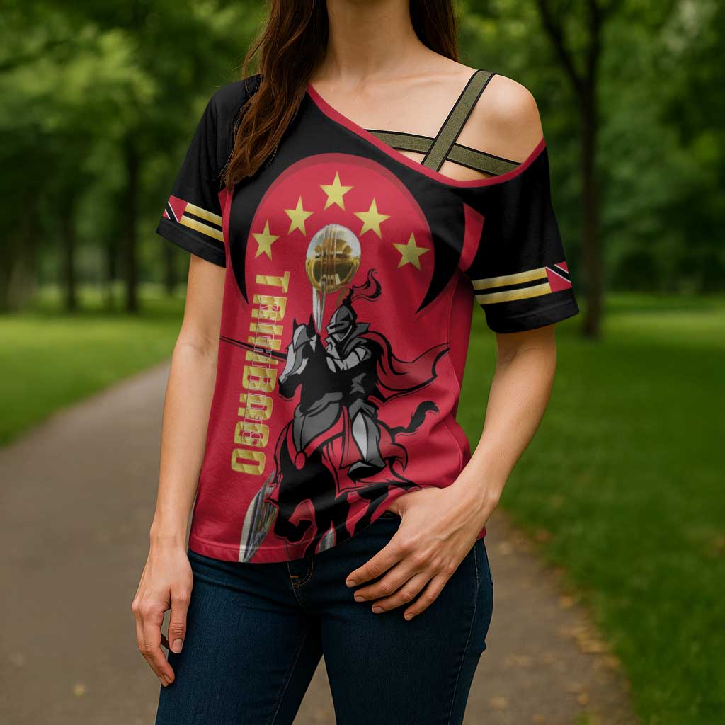 Trinidad and Tobago Cricket Personalized Cross Shoulder Shirt Trinbago Knight Riders 5th Champions Proud - Wonder Print Shop