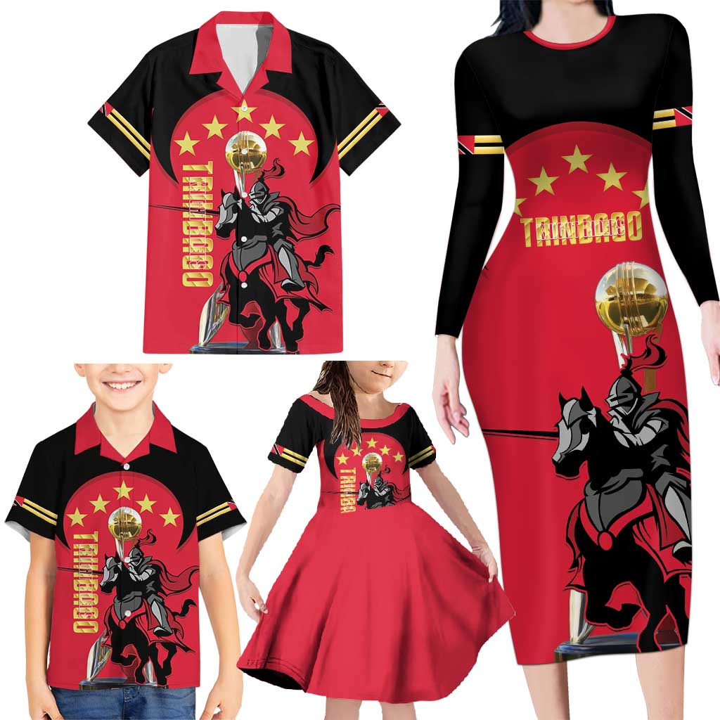 Trinidad and Tobago Cricket Personalized Family Matching Long Sleeve Bodycon Dress and Hawaiian Shirt Trinbago Knight Riders 5th Champions Proud - Wonder Print Shop