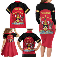 Trinidad and Tobago Cricket Personalized Family Matching Long Sleeve Bodycon Dress and Hawaiian Shirt Trinbago Knight Riders 5th Champions Proud - Wonder Print Shop