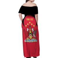 Trinidad and Tobago Cricket Personalized Family Matching Off Shoulder Maxi Dress and Hawaiian Shirt Trinbago Knight Riders 5th Champions Proud - Wonder Print Shop