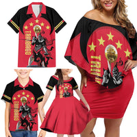 Trinidad and Tobago Cricket Personalized Family Matching Off Shoulder Short Dress and Hawaiian Shirt Trinbago Knight Riders 5th Champions Proud - Wonder Print Shop