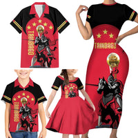 Trinidad and Tobago Cricket Personalized Family Matching Short Sleeve Bodycon Dress and Hawaiian Shirt Trinbago Knight Riders 5th Champions Proud - Wonder Print Shop
