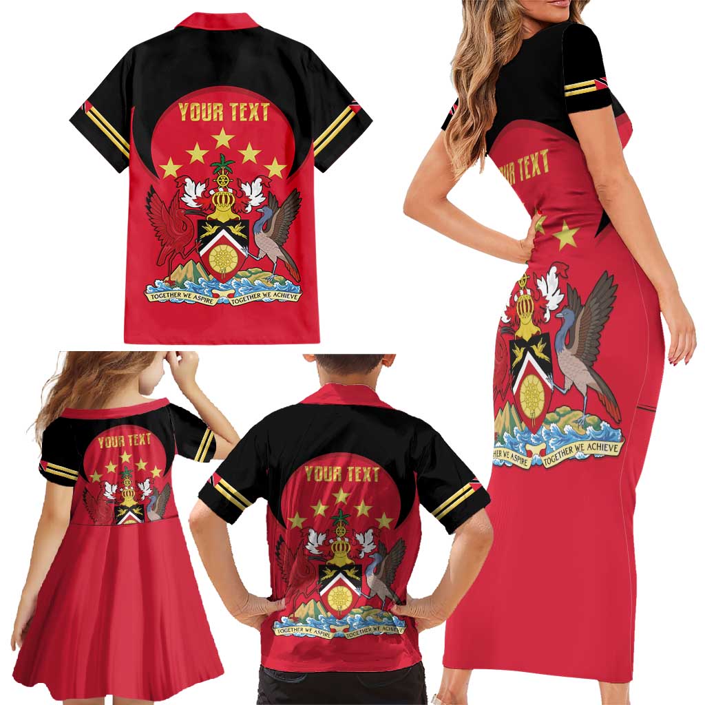 Trinidad and Tobago Cricket Personalized Family Matching Short Sleeve Bodycon Dress and Hawaiian Shirt Trinbago Knight Riders 5th Champions Proud - Wonder Print Shop