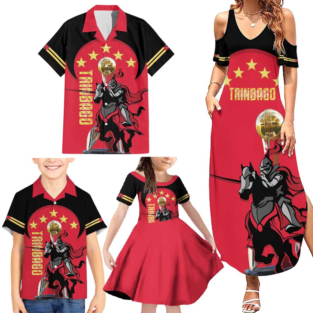 Trinidad and Tobago Cricket Personalized Family Matching Summer Maxi Dress and Hawaiian Shirt Trinbago Knight Riders 5th Champions Proud - Wonder Print Shop