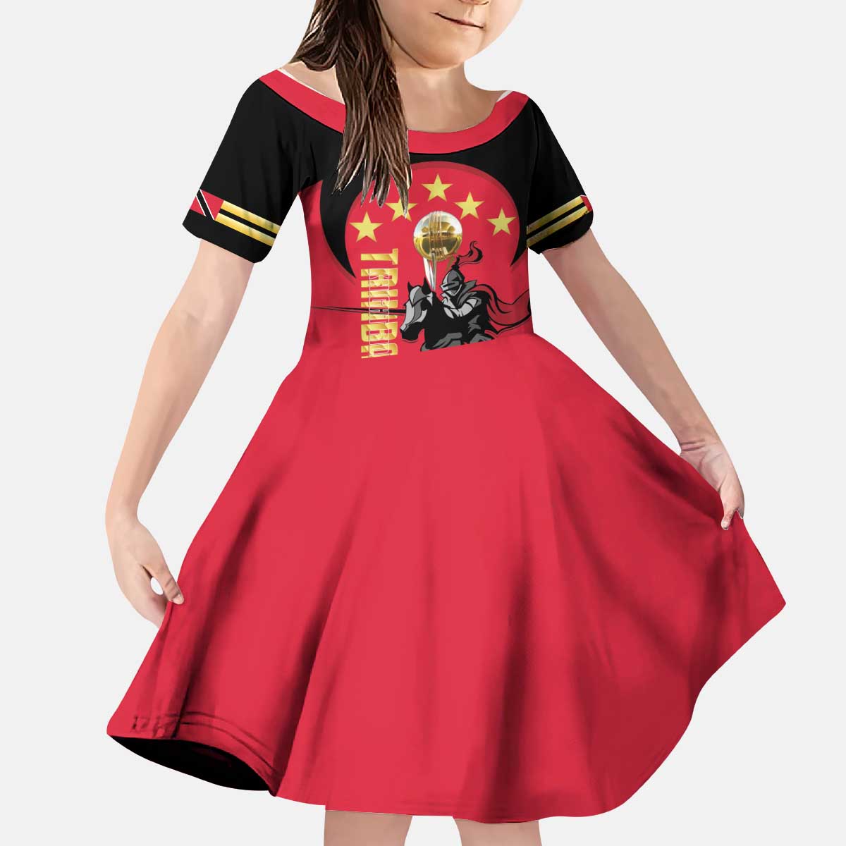 Trinidad and Tobago Cricket Personalized Kid Short Sleeve Dress Trinbago Knight Riders 5th Champions Proud - Wonder Print Shop