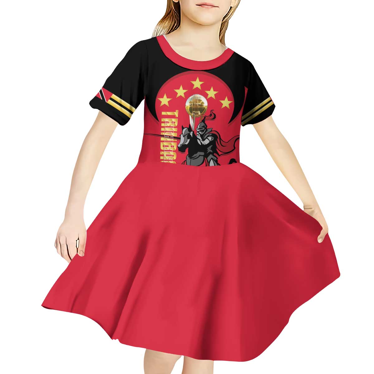 Trinidad and Tobago Cricket Personalized Kid Short Sleeve Dress Trinbago Knight Riders 5th Champions Proud - Wonder Print Shop