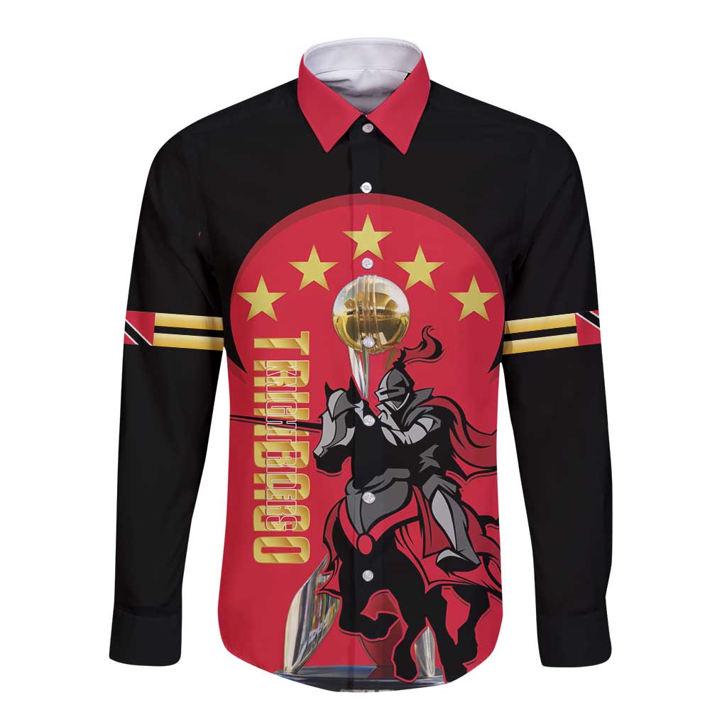 Trinidad and Tobago Cricket Personalized Long Sleeve Button Shirt Trinbago Knight Riders 5th Champions Proud - Wonder Print Shop