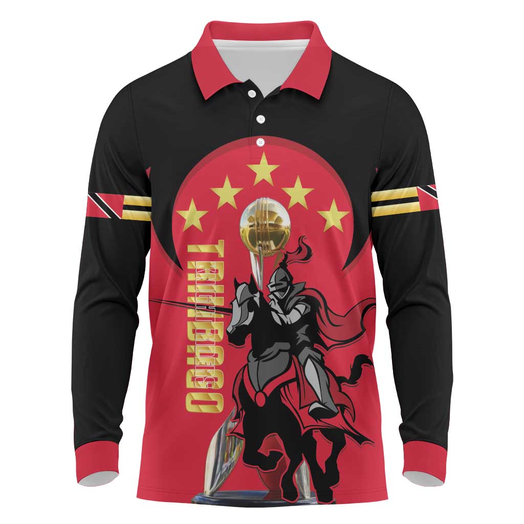 Trinidad and Tobago Cricket Personalized Long Sleeve Polo Shirt Trinbago Knight Riders 5th Champions Proud - Wonder Print Shop