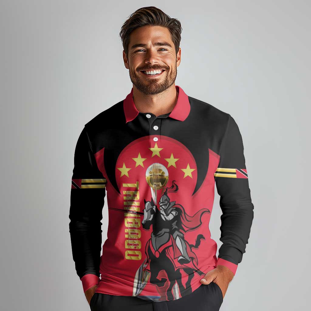 Trinidad and Tobago Cricket Personalized Long Sleeve Polo Shirt Trinbago Knight Riders 5th Champions Proud - Wonder Print Shop