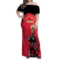 Trinidad and Tobago Cricket Personalized Off Shoulder Maxi Dress Trinbago Knight Riders 5th Champions Proud - Wonder Print Shop