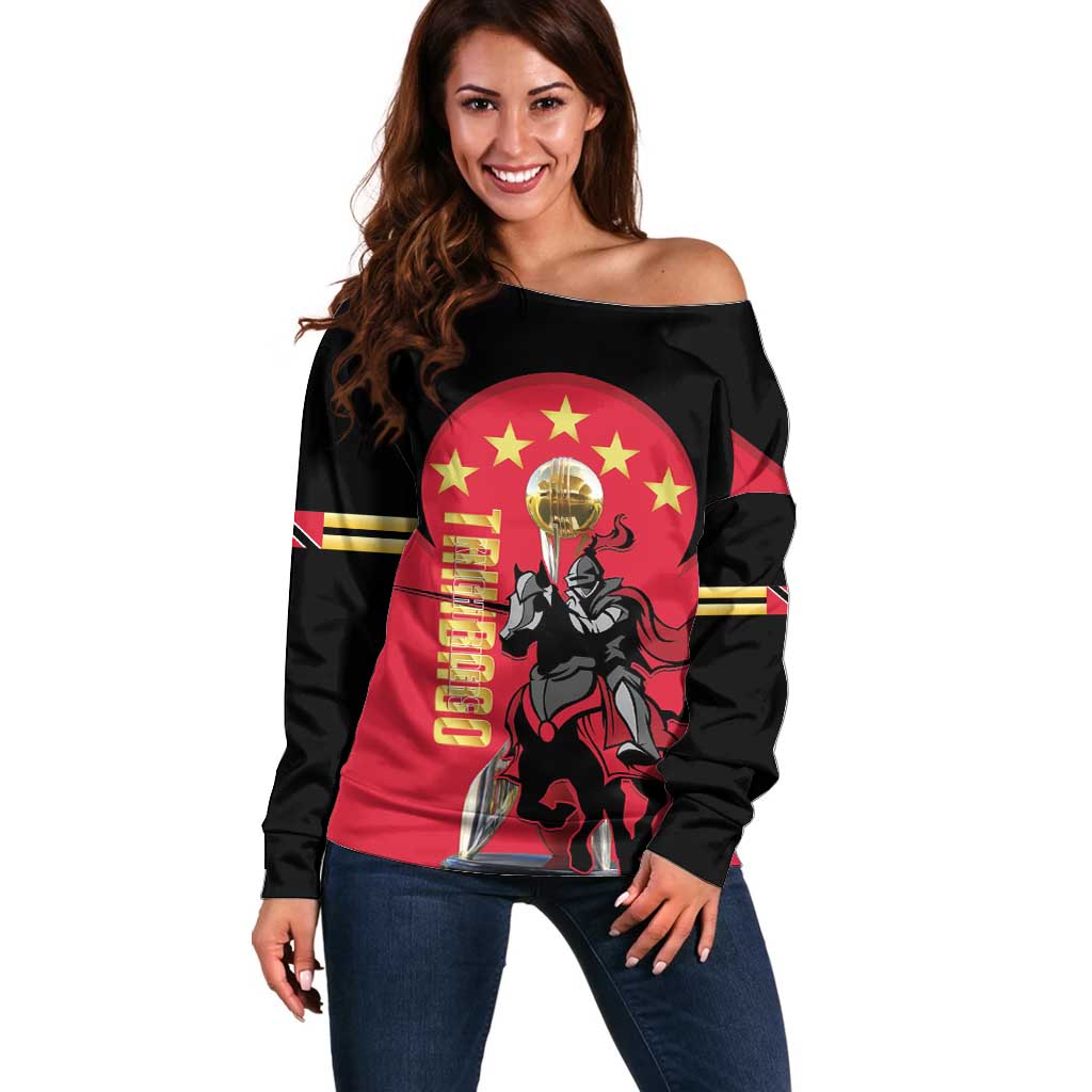 Trinidad and Tobago Cricket Personalized Off Shoulder Sweater Trinbago Knight Riders 5th Champions Proud - Wonder Print Shop