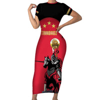Trinidad and Tobago Cricket Personalized Short Sleeve Bodycon Dress Trinbago Knight Riders 5th Champions Proud - Wonder Print Shop