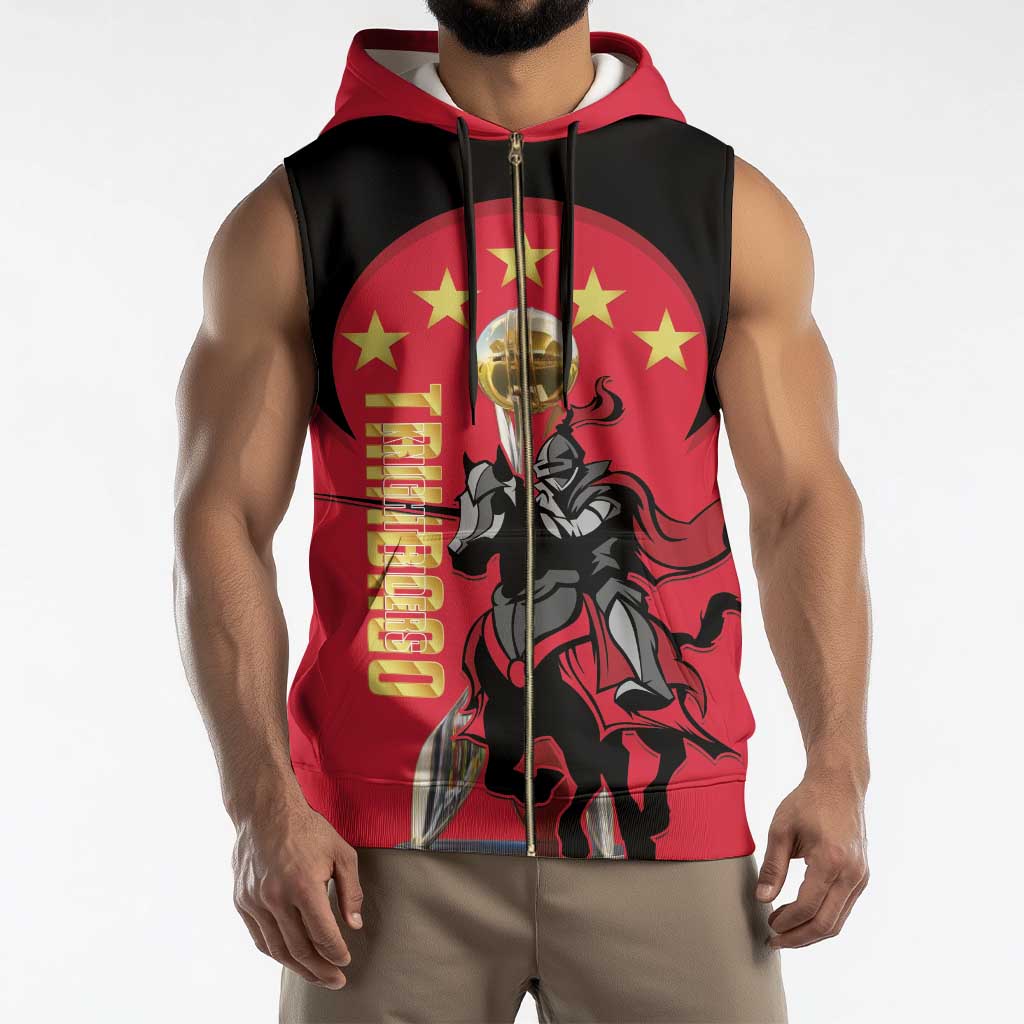Trinidad and Tobago Cricket Personalized Sleeveless Zip Hoodie Trinbago Knight Riders 5th Champions Proud - Wonder Print Shop