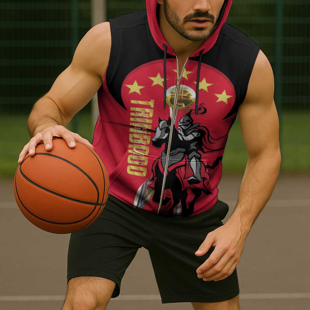 Trinidad and Tobago Cricket Personalized Sleeveless Zip Hoodie Trinbago Knight Riders 5th Champions Proud - Wonder Print Shop