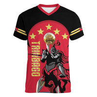 Trinidad and Tobago Cricket Personalized Women V-Neck T-Shirt Trinbago Knight Riders 5th Champions Proud - Wonder Print Shop