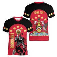 Trinidad and Tobago Cricket Personalized Women V-Neck T-Shirt Trinbago Knight Riders 5th Champions Proud - Wonder Print Shop