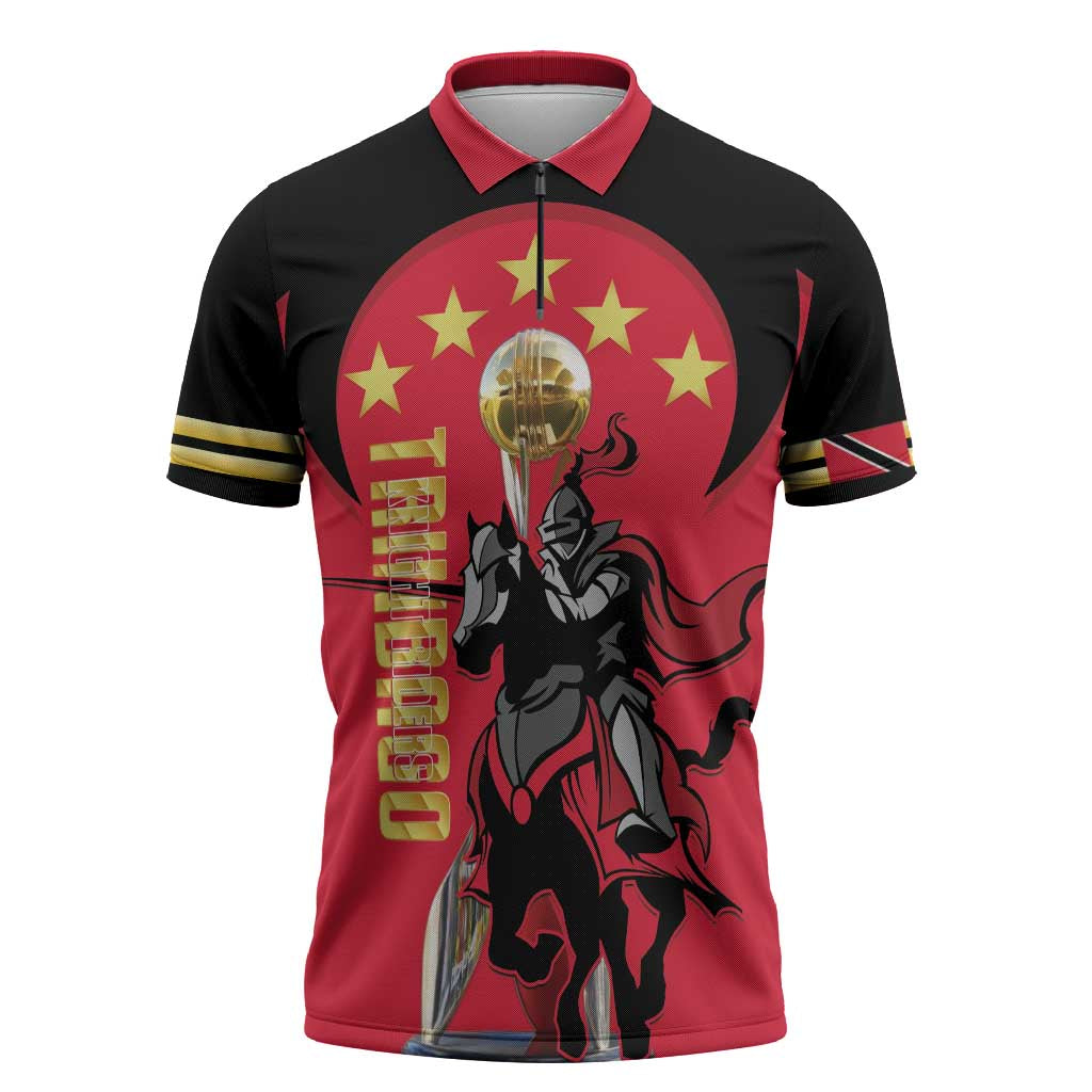Trinidad and Tobago Cricket Personalized Zipper Polo Shirt Trinbago Knight Riders 5th Champions Proud - Wonder Print Shop