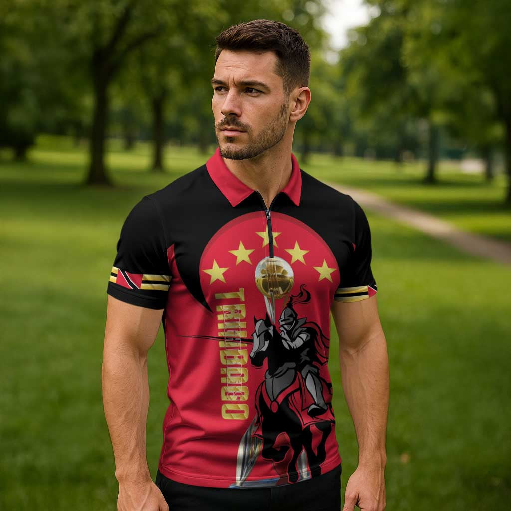 Trinidad and Tobago Cricket Personalized Zipper Polo Shirt Trinbago Knight Riders 5th Champions Proud - Wonder Print Shop