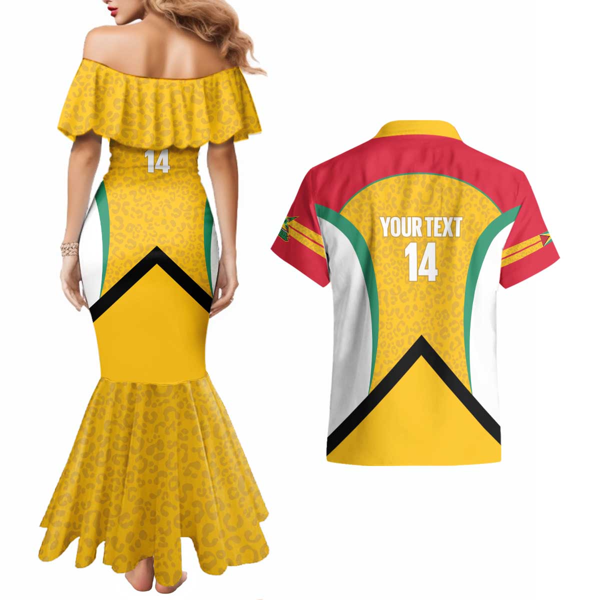 Guyana Cricket Custom Couples Matching Mermaid Dress and Hawaiian Shirt Amazon Warriors Est 2013 Version - Wonder Print Shop