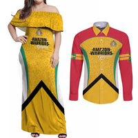 Guyana Cricket Custom Couples Matching Off Shoulder Maxi Dress and Long Sleeve Button Shirt Amazon Warriors Est 2013 Version - Wonder Print Shop