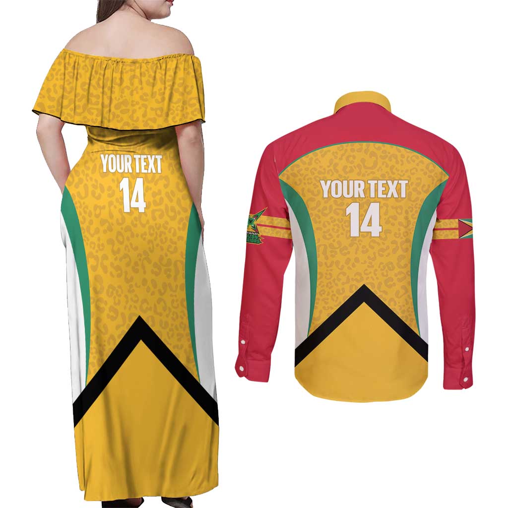 Guyana Cricket Custom Couples Matching Off Shoulder Maxi Dress and Long Sleeve Button Shirt Amazon Warriors Est 2013 Version - Wonder Print Shop