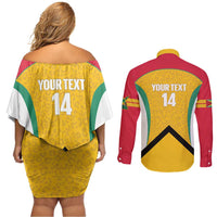 Guyana Cricket Custom Couples Matching Off Shoulder Short Dress and Long Sleeve Button Shirt Amazon Warriors Est 2013 Version - Wonder Print Shop