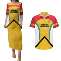 Guyana Cricket Custom Couples Matching Puletasi and Hawaiian Shirt Amazon Warriors Est 2013 Version - Wonder Print Shop