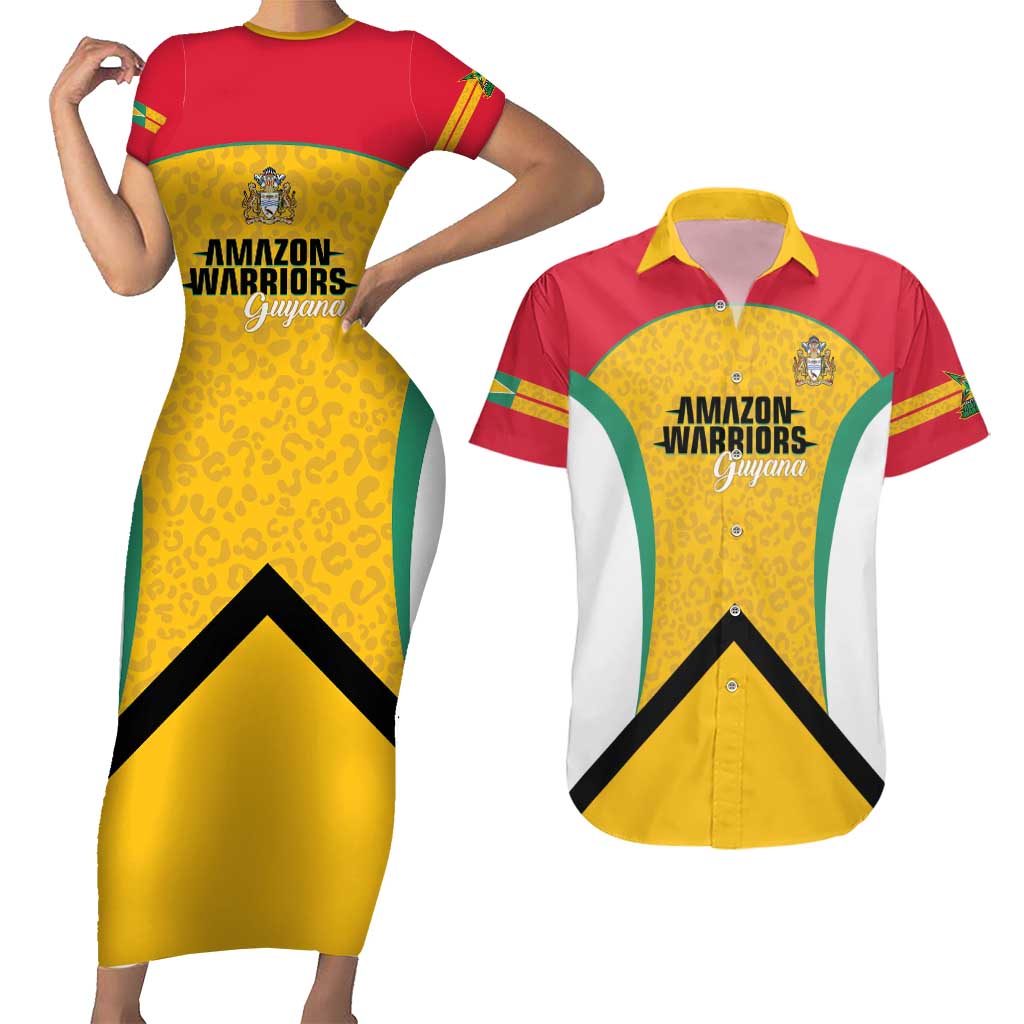 Guyana Cricket Custom Couples Matching Short Sleeve Bodycon Dress and Hawaiian Shirt Amazon Warriors Est 2013 Version - Wonder Print Shop