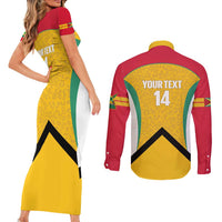 Guyana Cricket Custom Couples Matching Short Sleeve Bodycon Dress and Long Sleeve Button Shirt Amazon Warriors Est 2013 Version - Wonder Print Shop