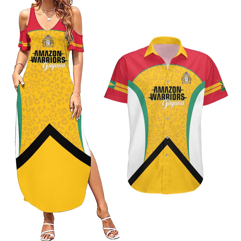 Guyana Cricket Custom Couples Matching Summer Maxi Dress and Hawaiian Shirt Amazon Warriors Est 2013 Version - Wonder Print Shop