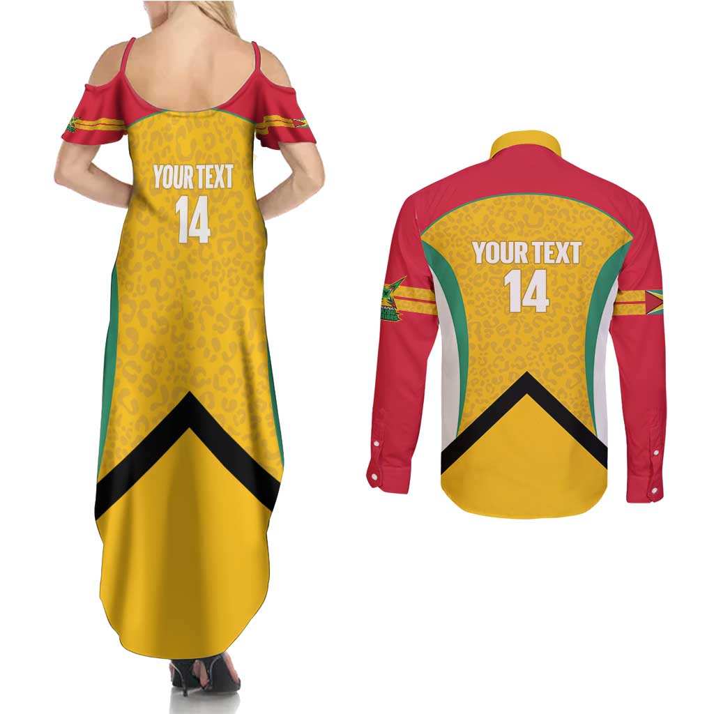 Guyana Cricket Custom Couples Matching Summer Maxi Dress and Long Sleeve Button Shirt Amazon Warriors Est 2013 Version - Wonder Print Shop
