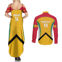 Guyana Cricket Custom Couples Matching Summer Maxi Dress and Long Sleeve Button Shirt Amazon Warriors Est 2013 Version - Wonder Print Shop