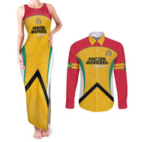 Guyana Cricket Custom Couples Matching Tank Maxi Dress and Long Sleeve Button Shirt Amazon Warriors Est 2013 Version - Wonder Print Shop