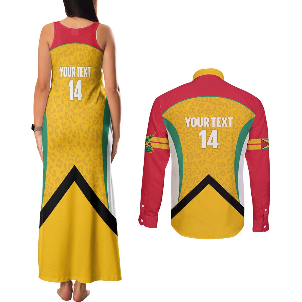 Guyana Cricket Custom Couples Matching Tank Maxi Dress and Long Sleeve Button Shirt Amazon Warriors Est 2013 Version - Wonder Print Shop
