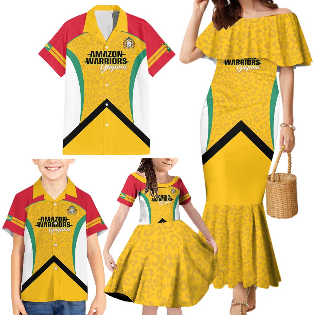 Guyana Cricket Custom Family Matching Mermaid Dress and Hawaiian Shirt Amazon Warriors Est 2013 Version - Wonder Print Shop
