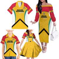 Guyana Cricket Custom Family Matching Off The Shoulder Long Sleeve Dress and Hawaiian Shirt Amazon Warriors Est 2013 Version - Wonder Print Shop