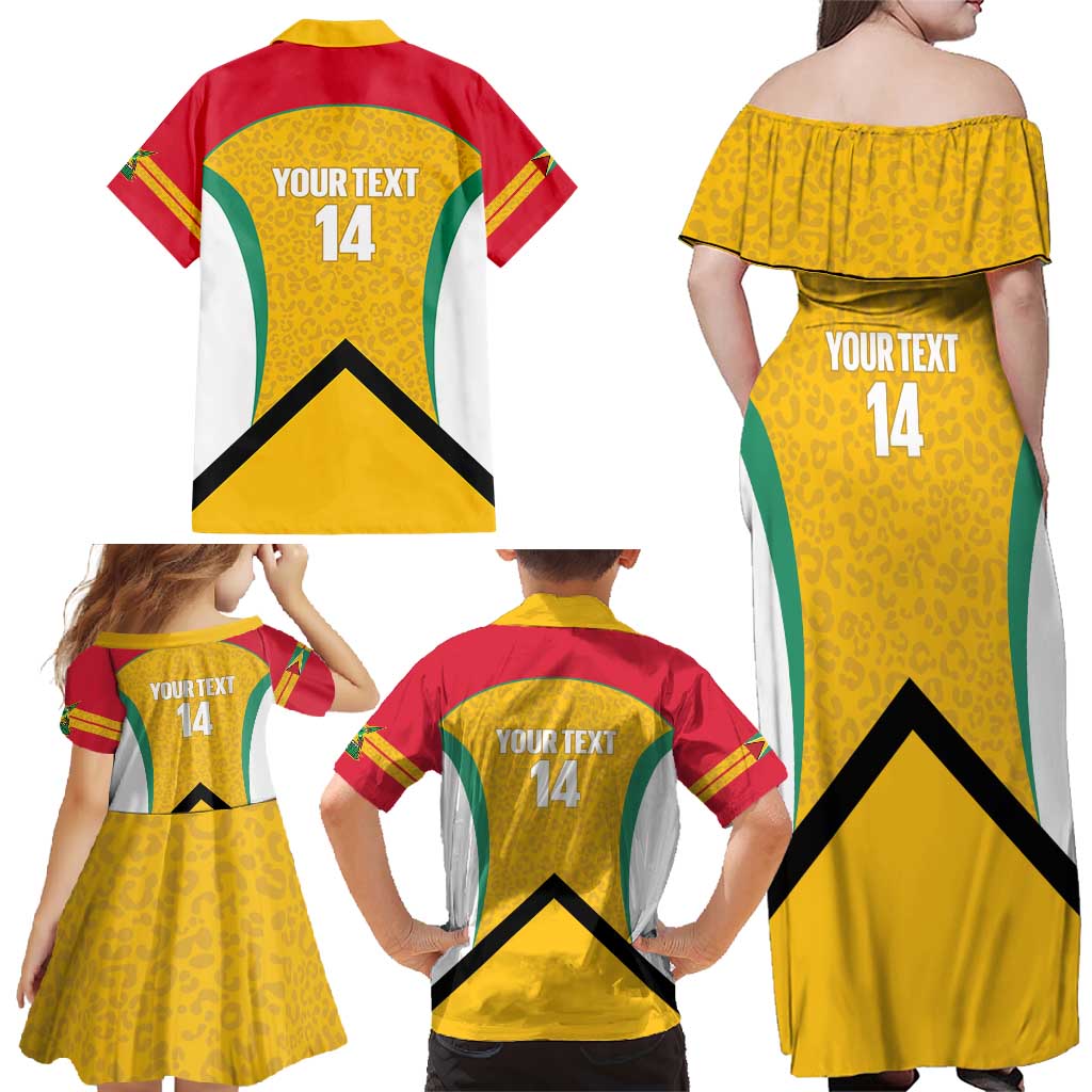 Guyana Cricket Custom Family Matching Off Shoulder Maxi Dress and Hawaiian Shirt Amazon Warriors Est 2013 Version - Wonder Print Shop