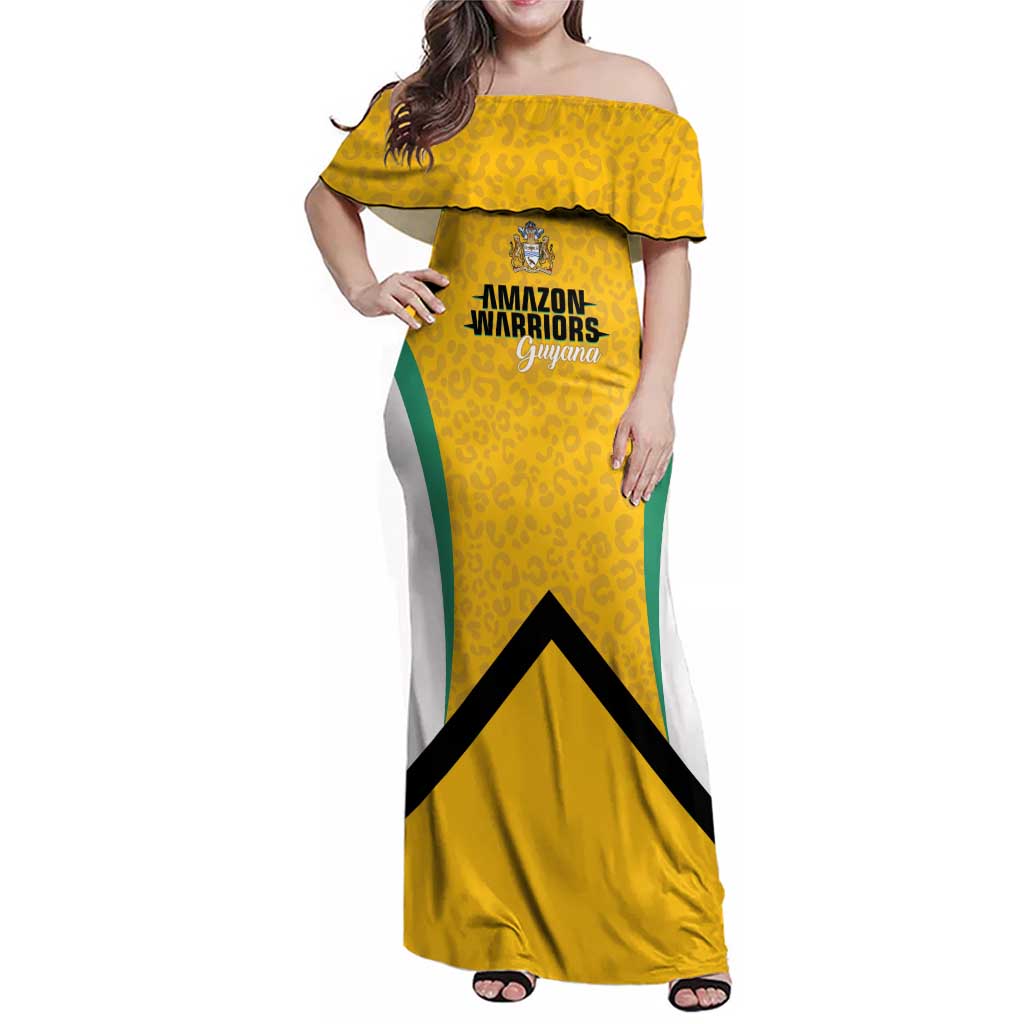 Guyana Cricket Custom Family Matching Off Shoulder Maxi Dress and Hawaiian Shirt Amazon Warriors Est 2013 Version - Wonder Print Shop