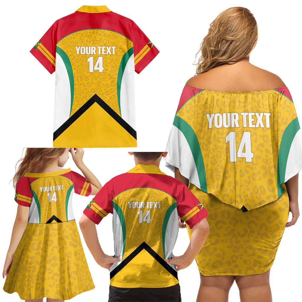 Guyana Cricket Custom Family Matching Off Shoulder Short Dress and Hawaiian Shirt Amazon Warriors Est 2013 Version - Wonder Print Shop